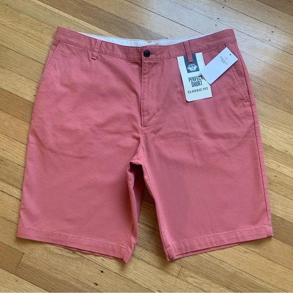 NWT MEN’S DOCKERS PERFECT SHORT 100% COTTON SALMON CLASSIC FIT SHORTS SIZE 38 - Picture 1 of 11
